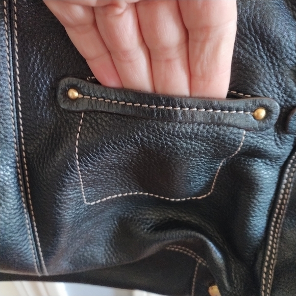 B Makowsky Black Pebble Leather Satchel Shoulder Bag - Picture 7 of 14